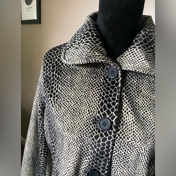 DENNIS BASSO faux fur coat GLAM fancy animal print snakeskin soft warm sz S - Picture 6 of 11